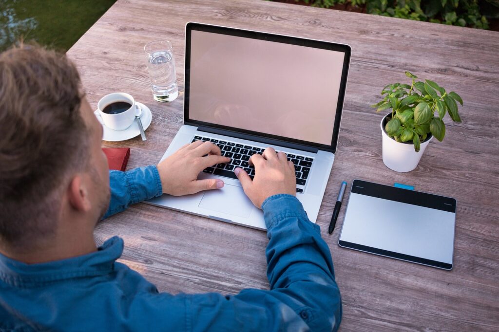 business man, laptop, work